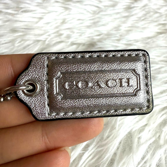 1.5" COACH Silver Fob Bag Charm Hang tag Hangtag