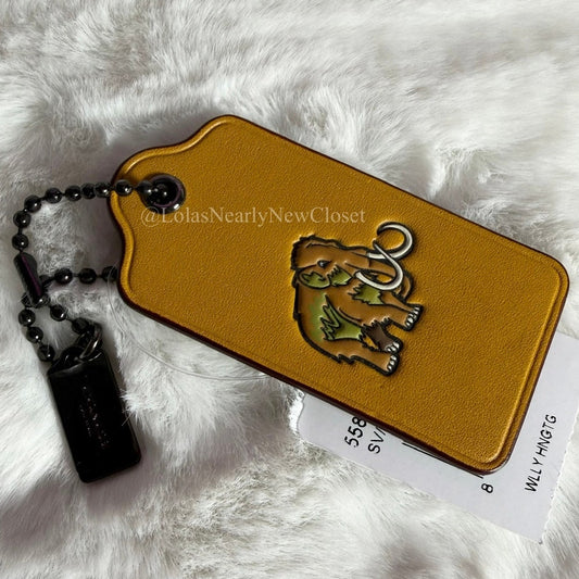 3" NWT COACH Wolly Mammoth Hangtag in Glove-tanned Leather Hang Tag Key Fob