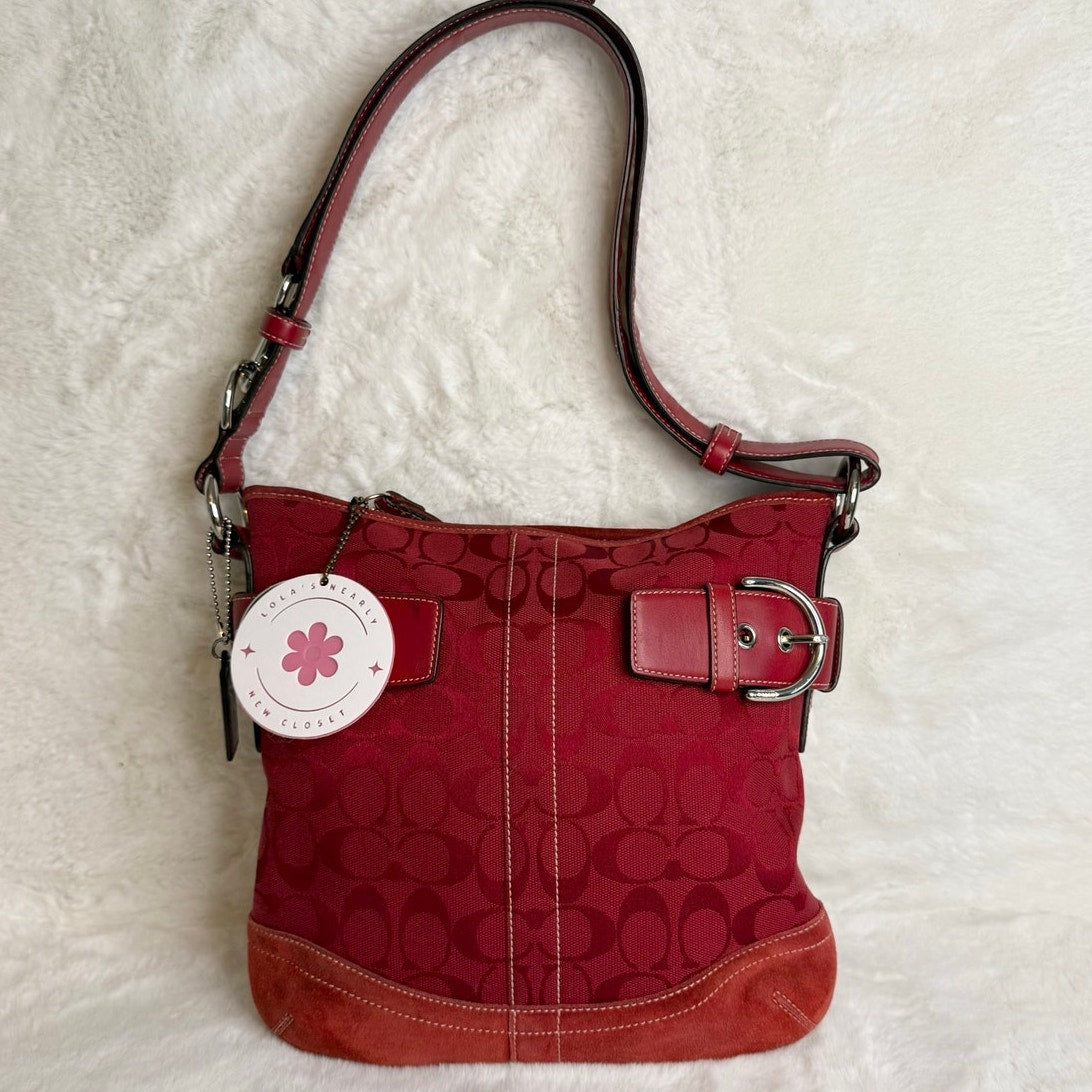 y2k Coach Vintage Soho Red Jacquard Shoulder Bag Crossbody