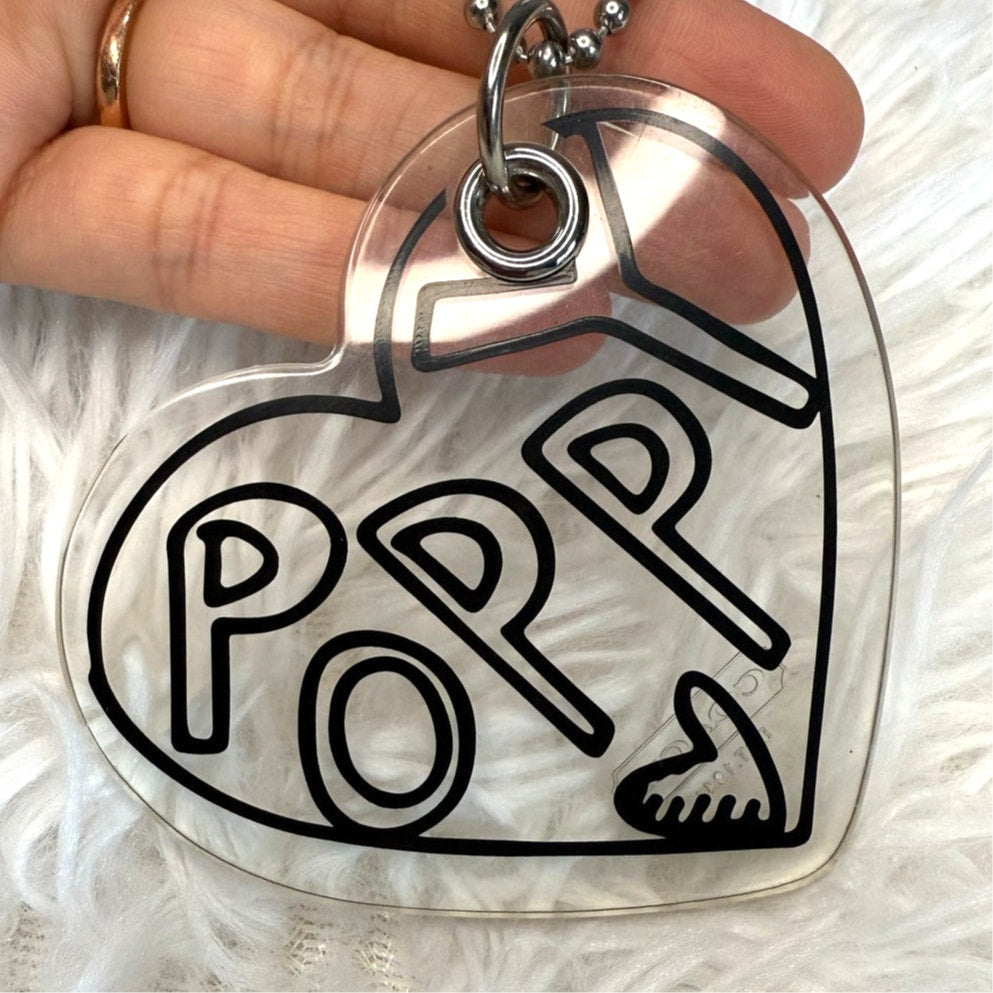 3” COACH POPPY Heart Black Clear Charm