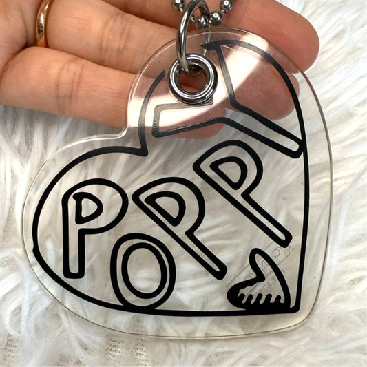 3” COACH POPPY Heart Black Clear Charm