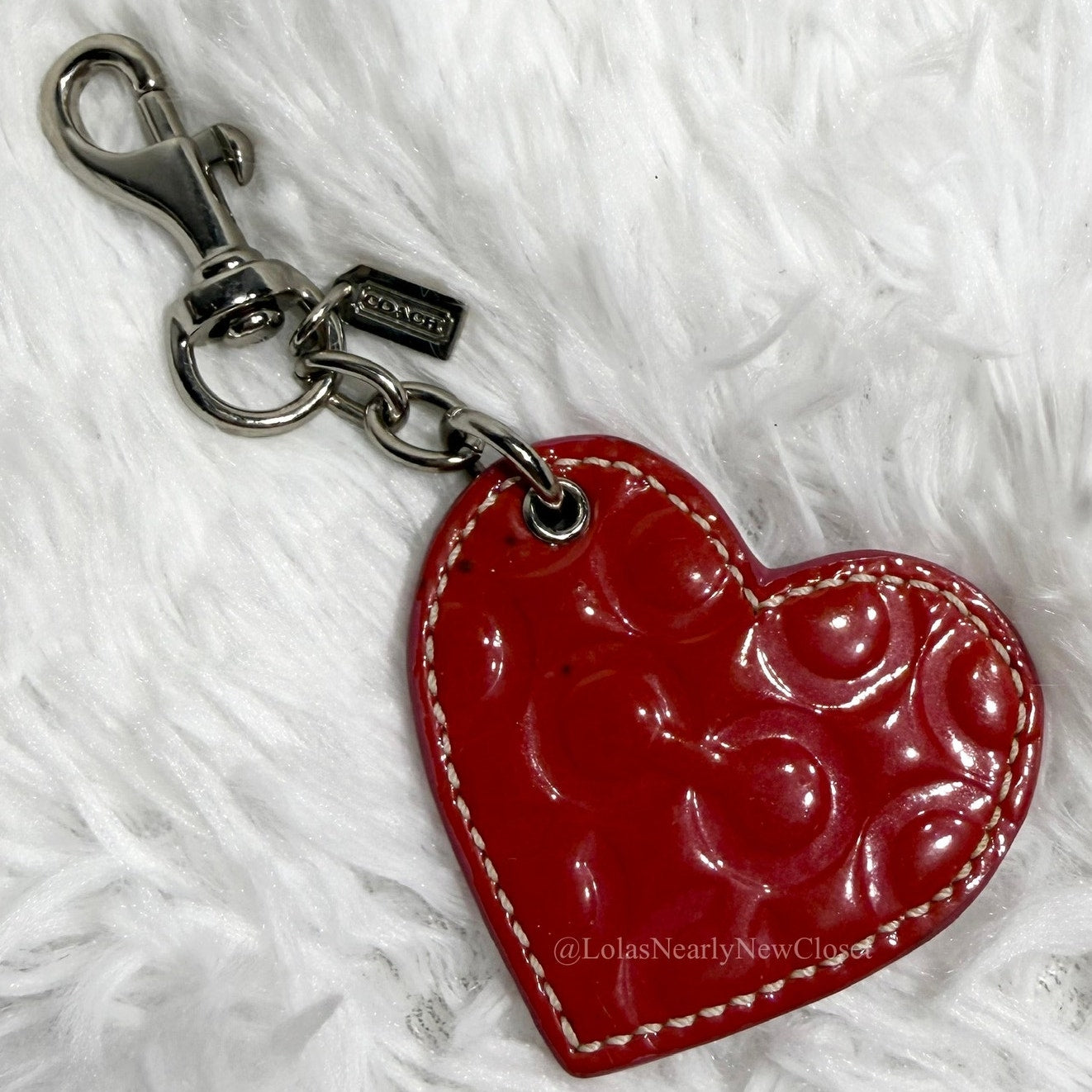 y2k Coach Heart Patent Leather Bag Charm Fob