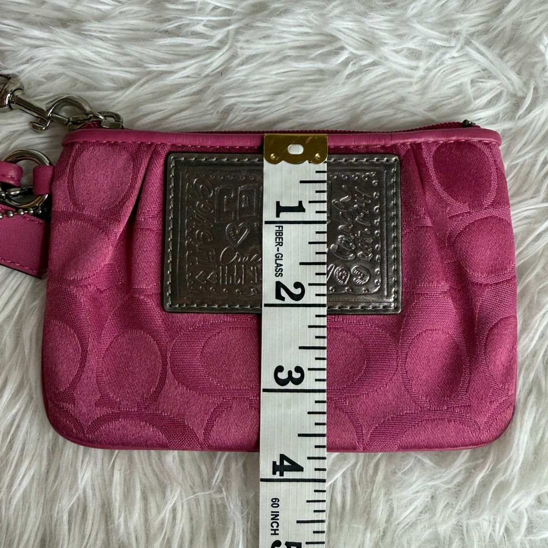COACH Poppy Pink Silver Wristlet