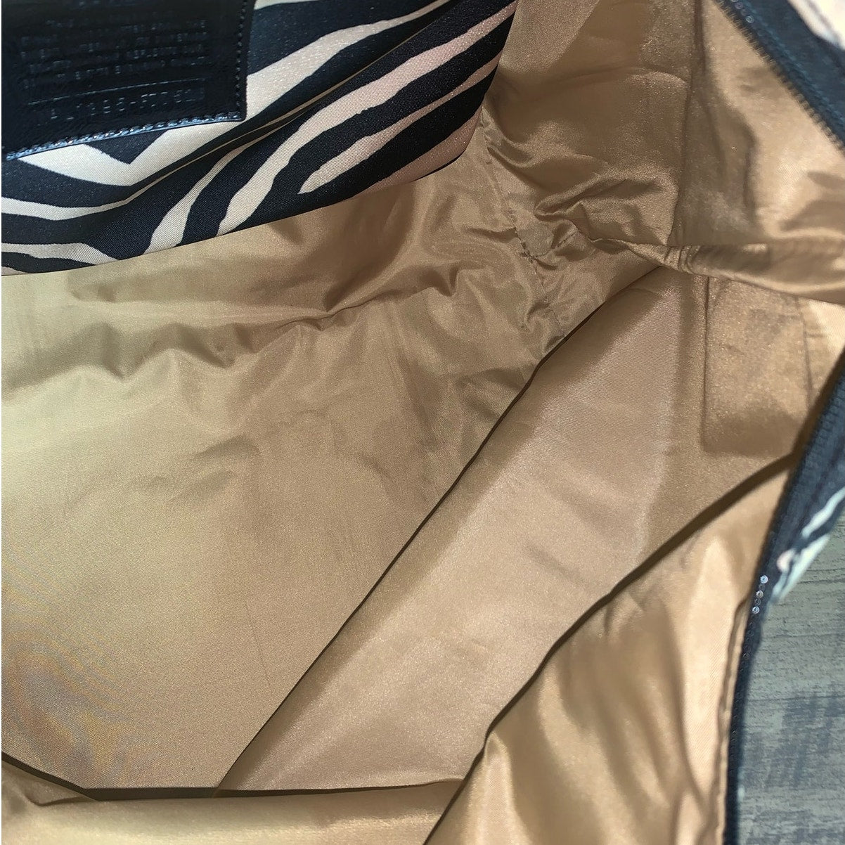 Coach y2k Devin Black Tan Zebra Print Nylon Overnight Tote Pouch