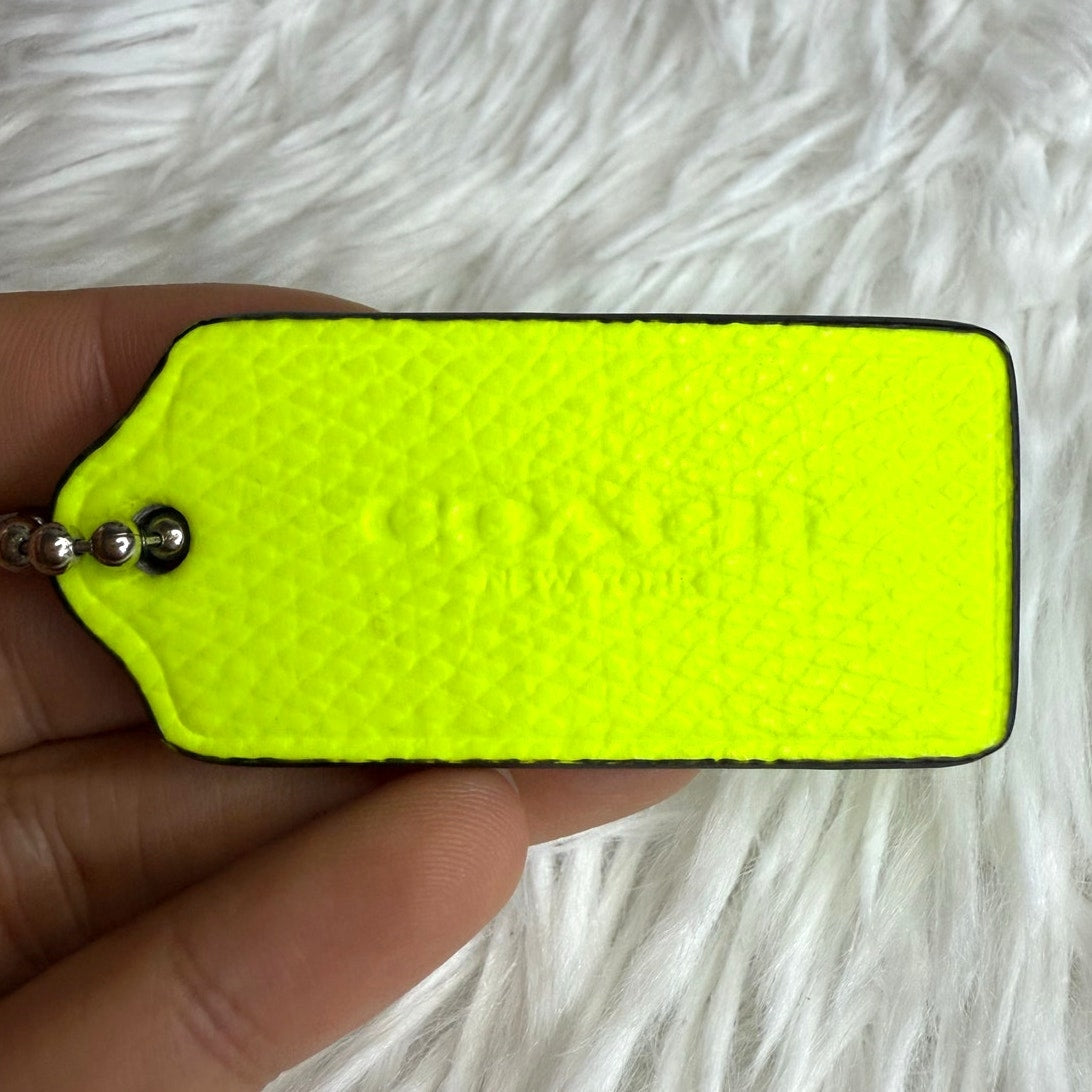2" COACH Neon Yellow Fob Bag Charm Hang tag Hangtag
