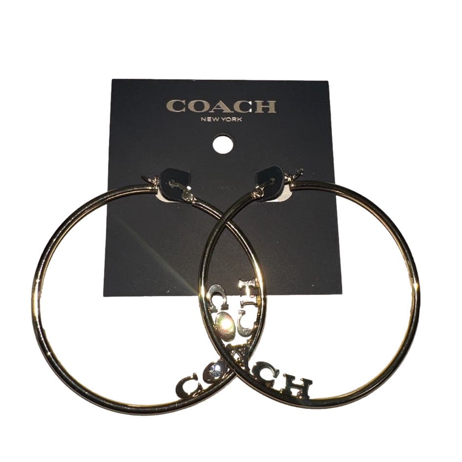 Coach Medium Gold Crystal Hoop Earrings