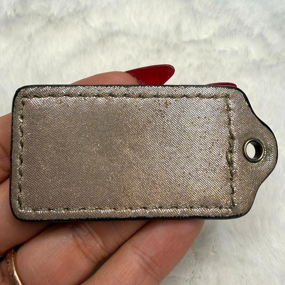 2" Coach Silver Shimmer Fob Bag Charm Hang tag Hangtag