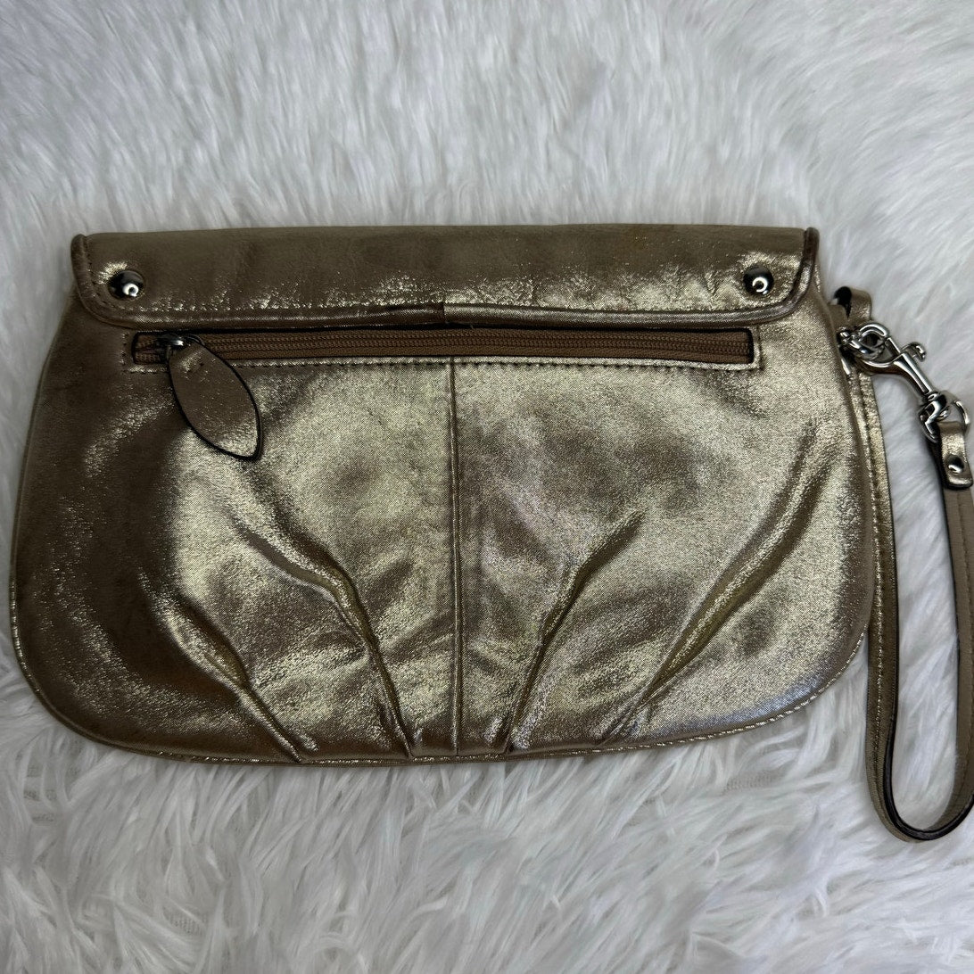 COACH Madison Flap Gold Metallic Wristlet