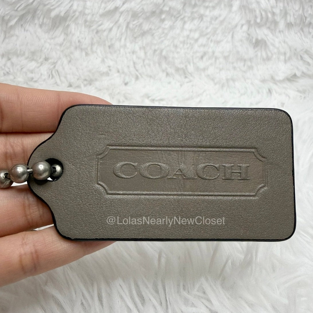 3" COACH Large Gray Fob Bag Charm Hang tag Hangtag