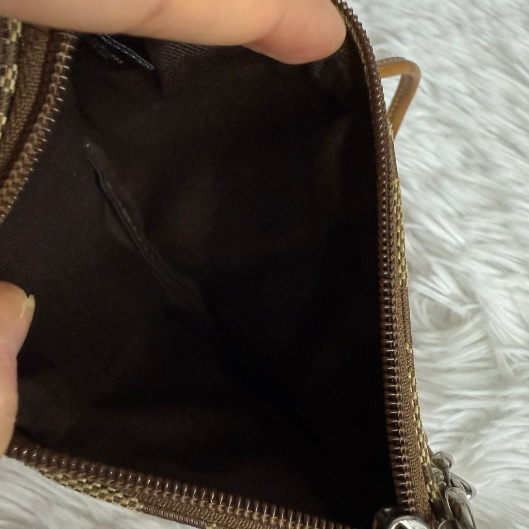 y2k COACH Tan Brown Khaki Canvas Wristlet