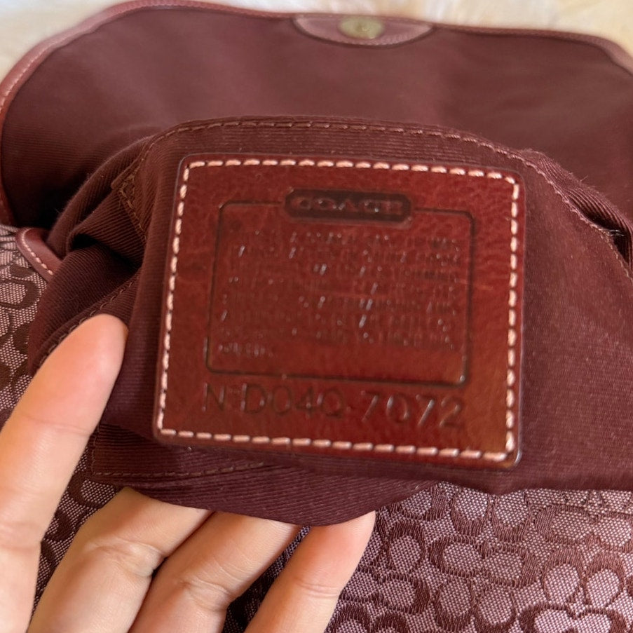 Vintage COACH y2k Red Soho Buckle Signature Suede Crossbody