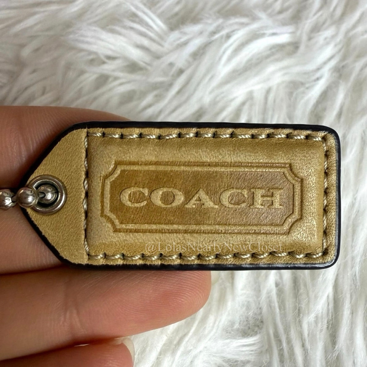 1.5" y2k COACH Tan Fob Bag Charm Hang tag Hangtag