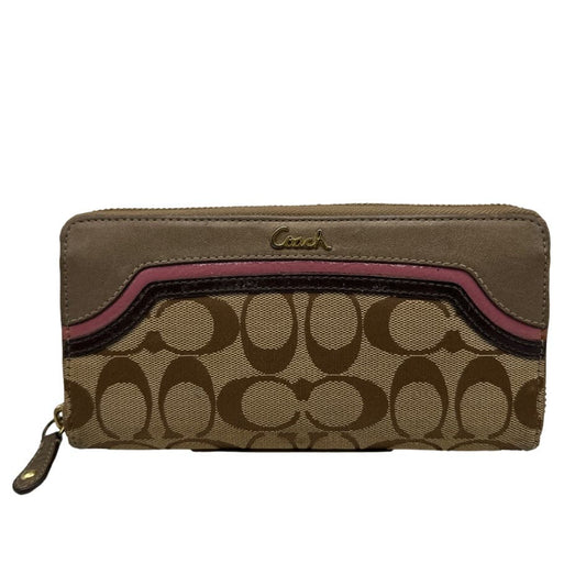 COACH Signature Canvas Zip Around Wallet