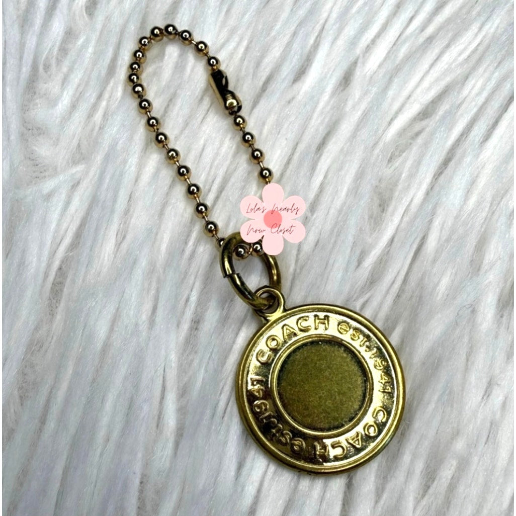 1" Coach Metal Circle Hangtag Hang Tag Bag Charm
