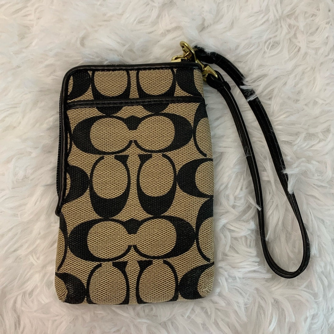 COACH Black Canvas Wristlet Card Holder