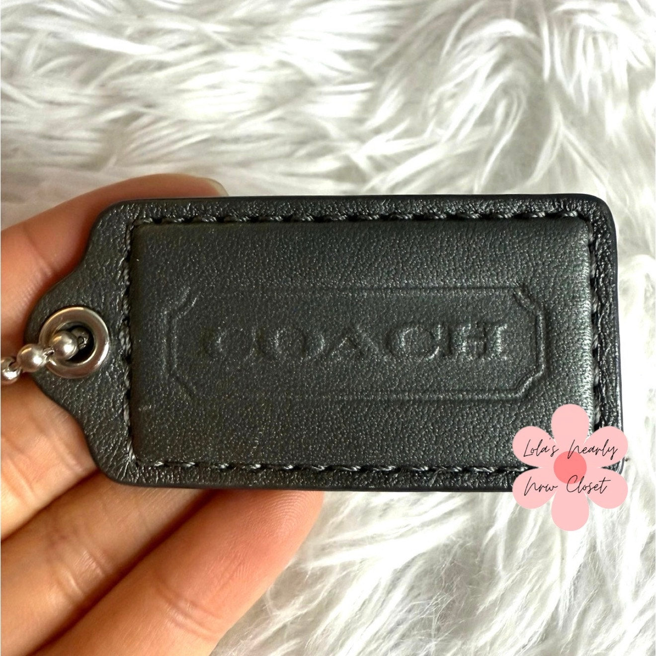 2" COACH Metallic Silver Fob Bag Charm Hang tag Hangtag