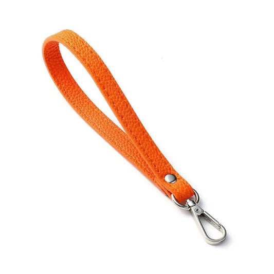 Orange and Silver  Wrist Strap Bag Strap 20CM PU Leather Handles
