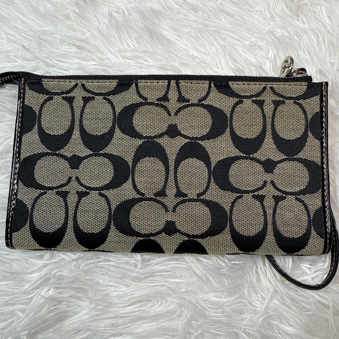 COACH Black Gray Signature Canvas Wallet Wristlet