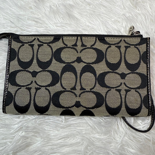 COACH Black Gray Signature Canvas Wallet Wristlet