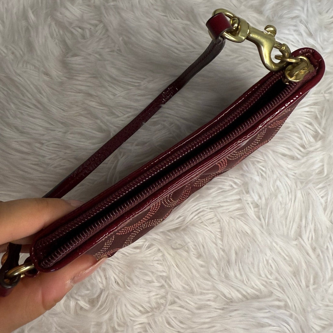 COACH Burgundy / red Signature Canvas Wristlet