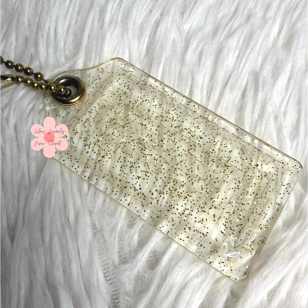 3” COACH Poppy Clear Gold Fob Bag Charm Hang tag Hangtag