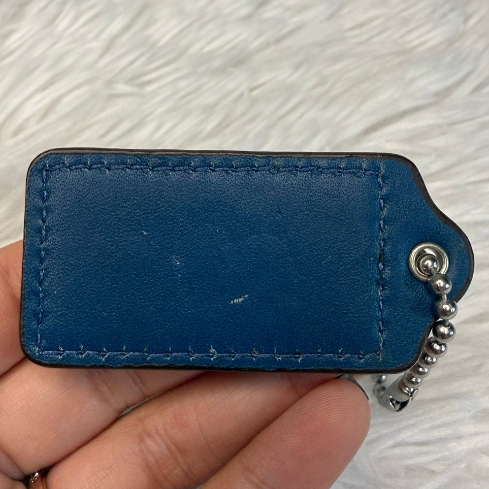 2" COACH Patent Leather Blue Fob Bag Charm Hang tag Hangtag