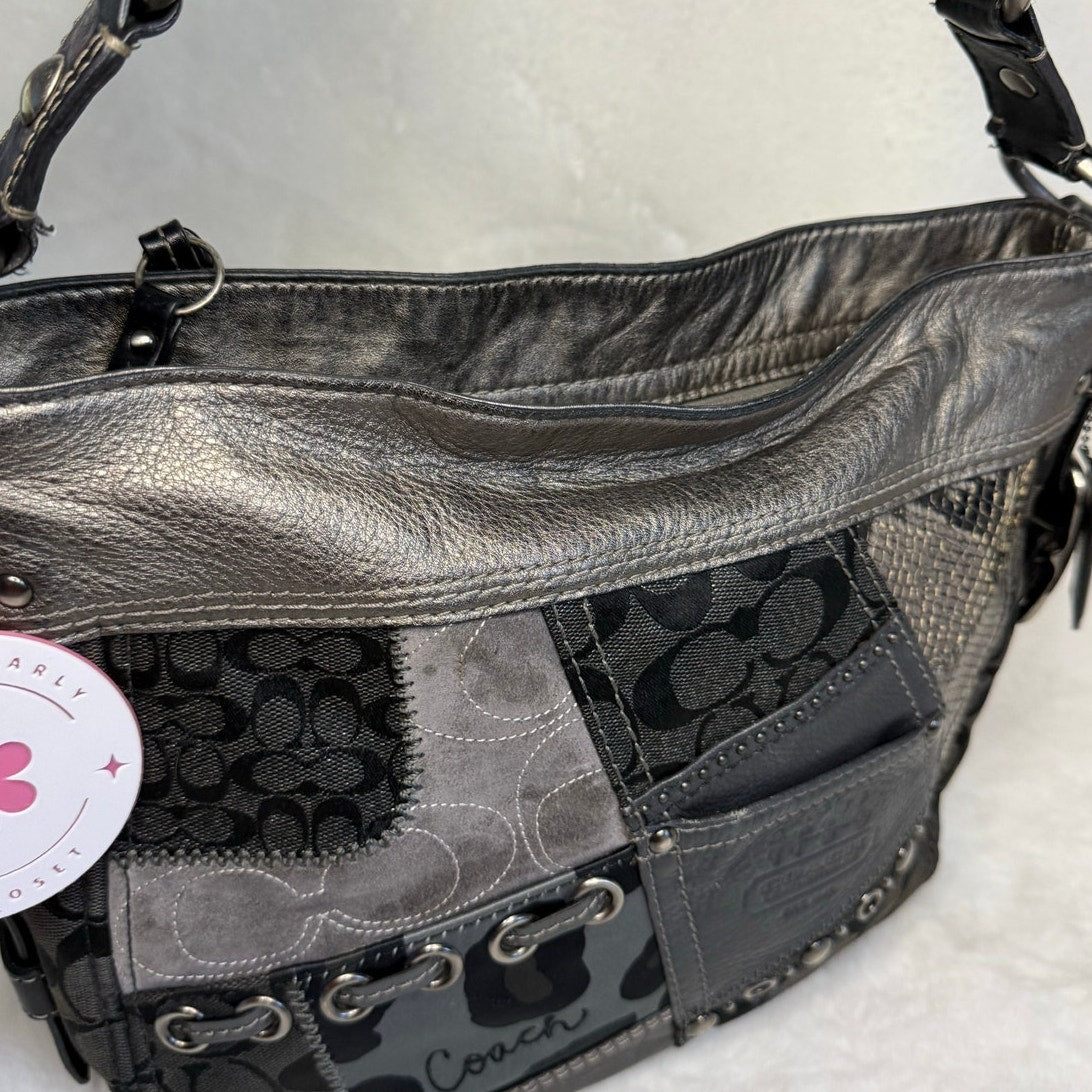 y2k COACH Leather Patchwork Shoulder Bag F0873-12901