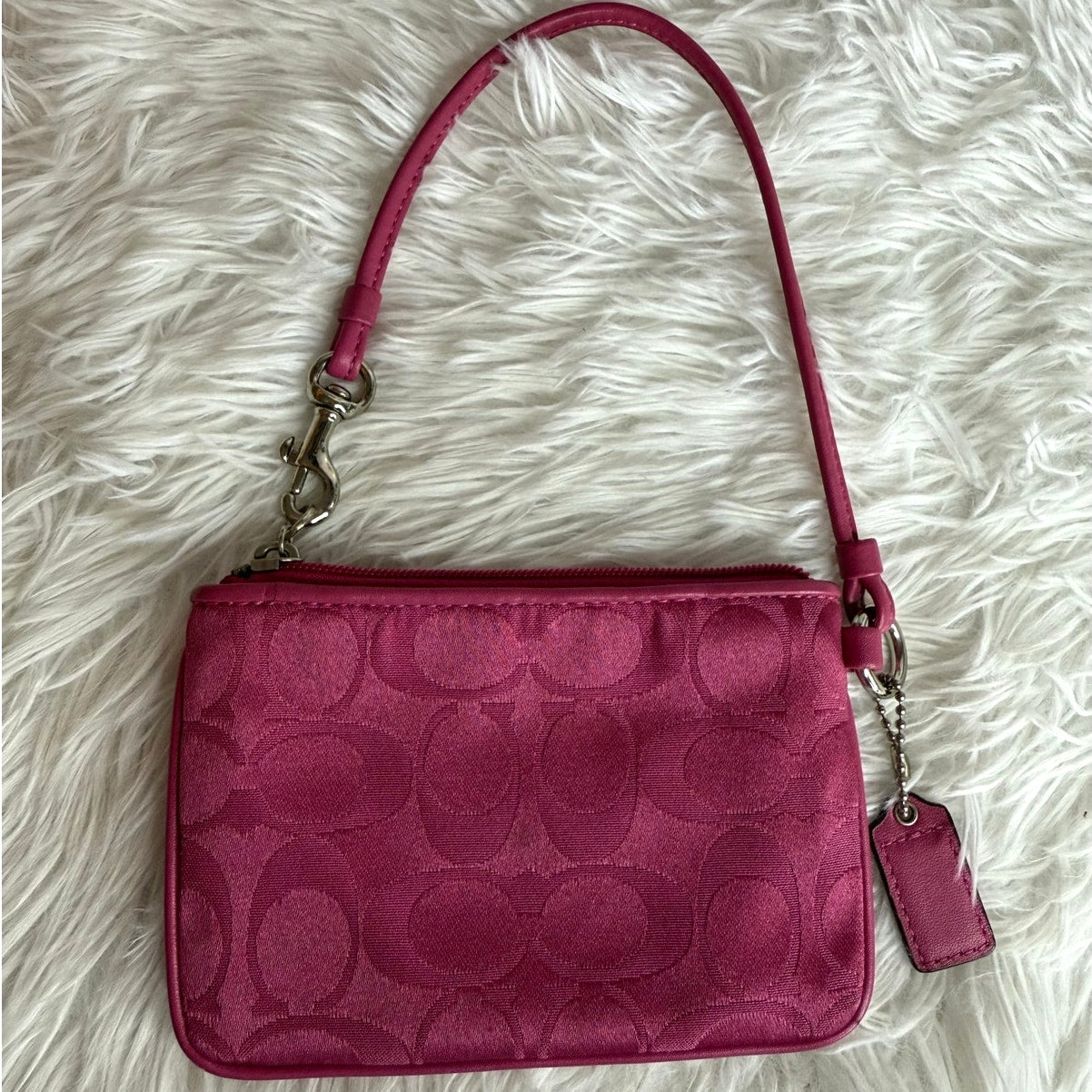 COACH Poppy Pink Silver Wristlet