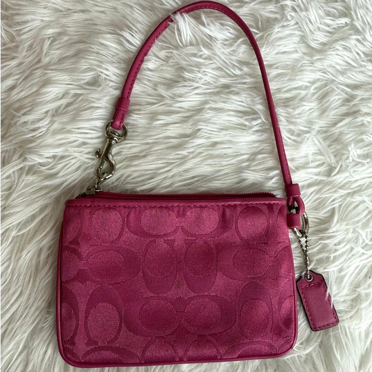 COACH Poppy Pink Silver Wristlet