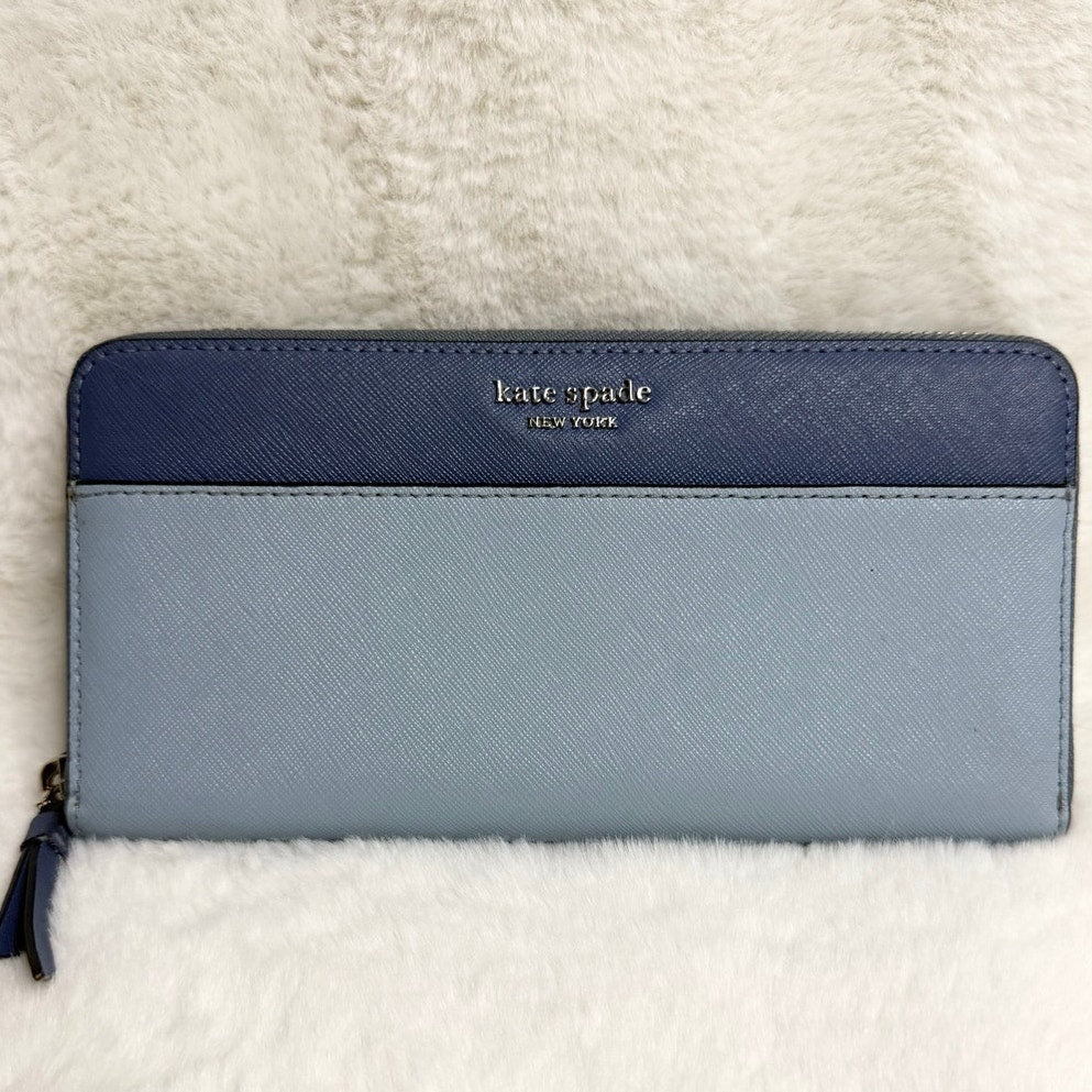 KATE SPADE New York Blue and light Blue Cameron LG Zip Around Wallet
