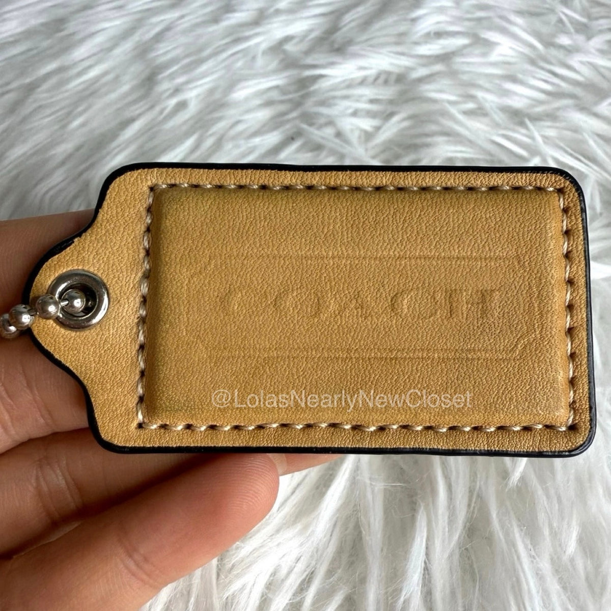 3" COACH Tan Fob Bag Charm Hang tag Hangtag