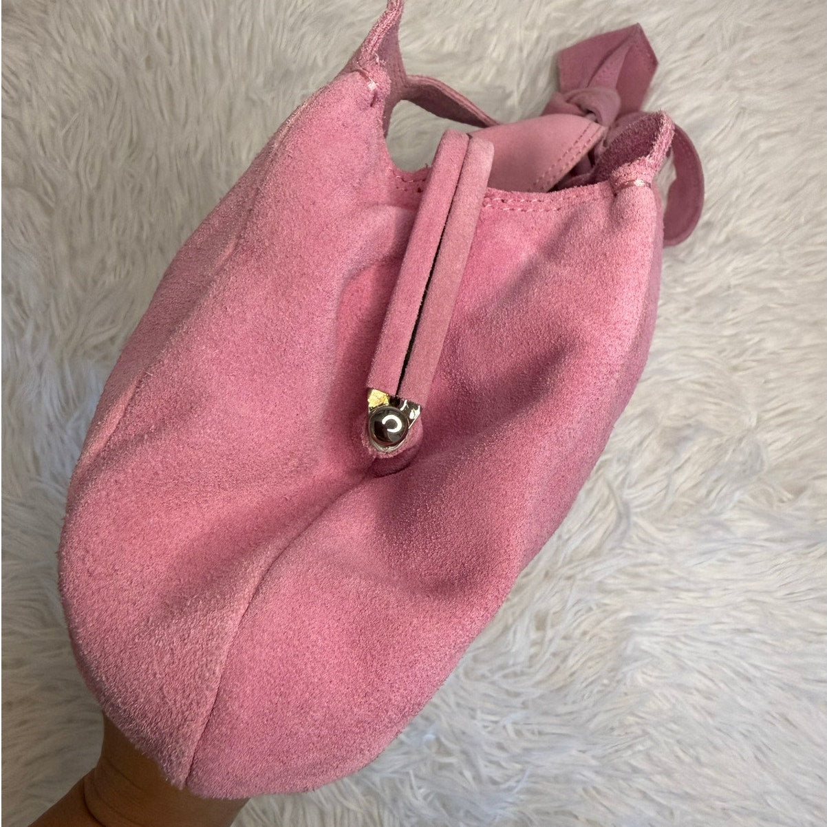 Vintage Anthropologie Nest Pink Suede Purse