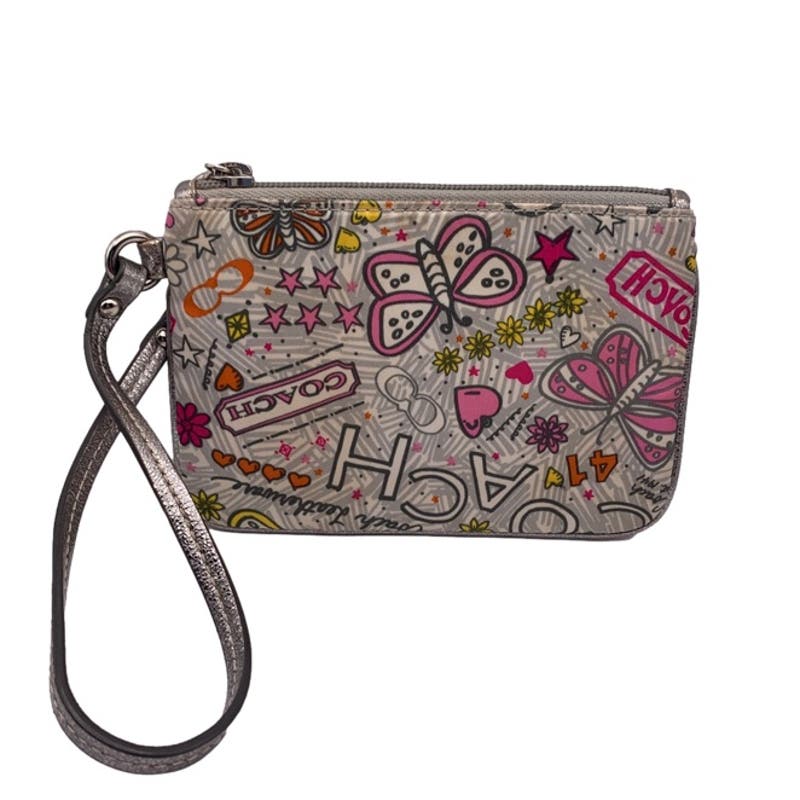 COACH Poppy Graffiti Wristlet