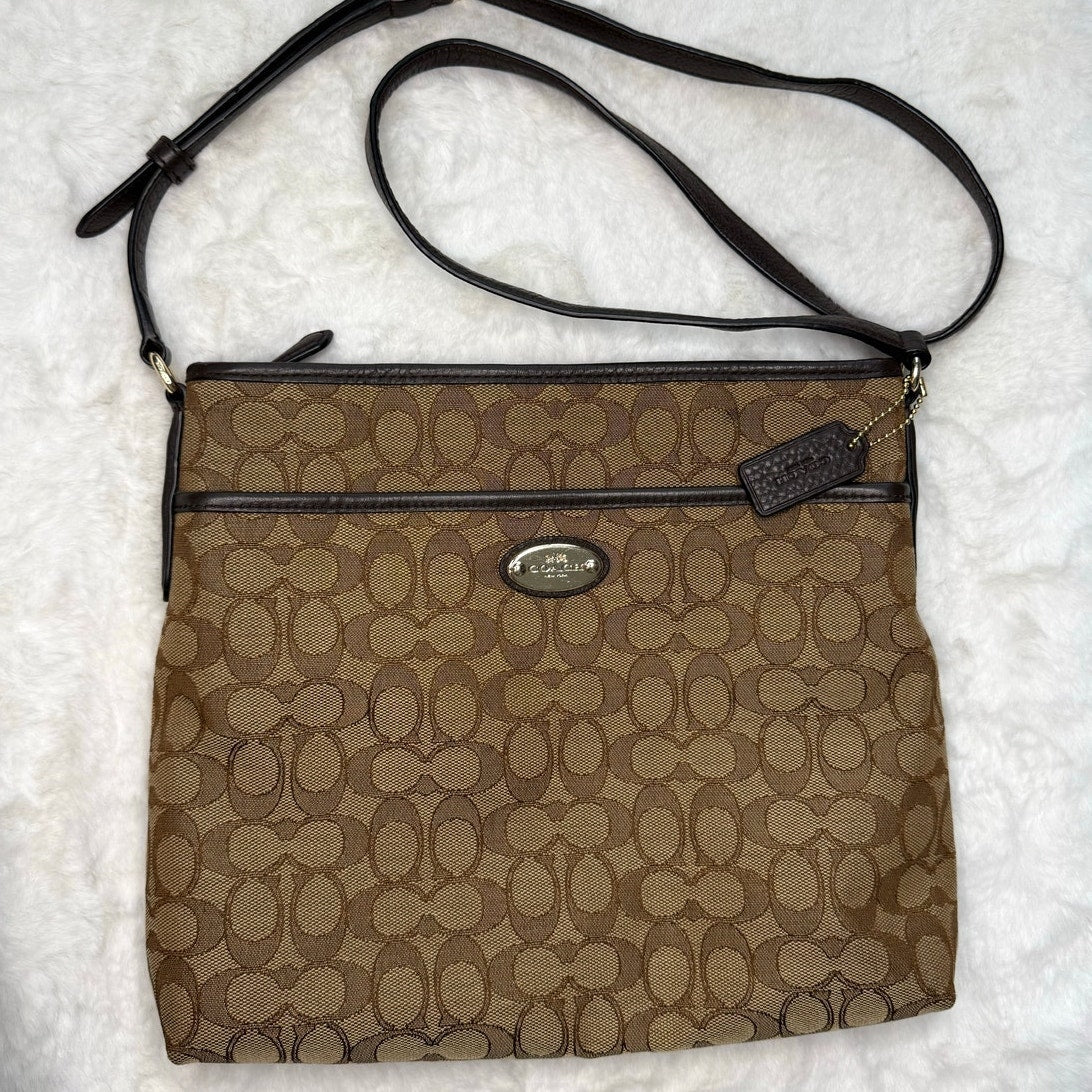 COACH Brown Signature Outline Crossbody