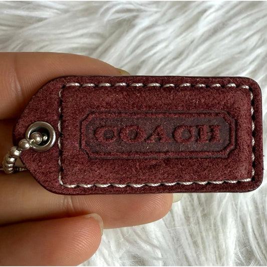 1.5" y2k COACH Vintage Suede Fob Bag Charm Hang tag Hangtag
