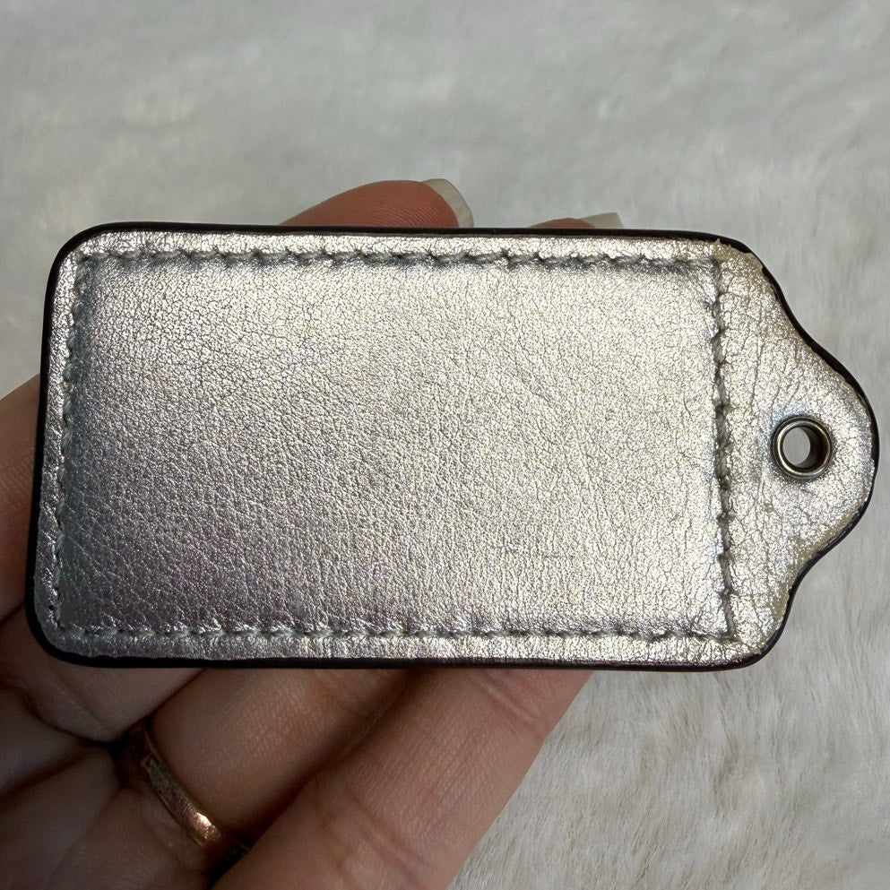 2.5" COACH Silver Fob Bag Charm Hang tag Hangtag