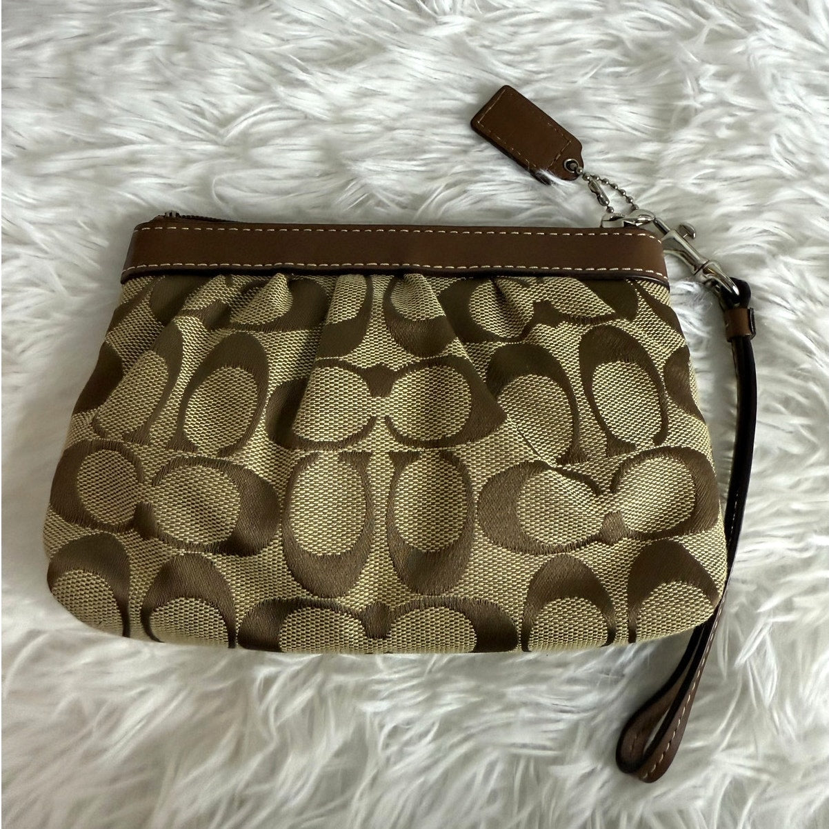 COACH y2k Brown Signature Canvas Wristlet