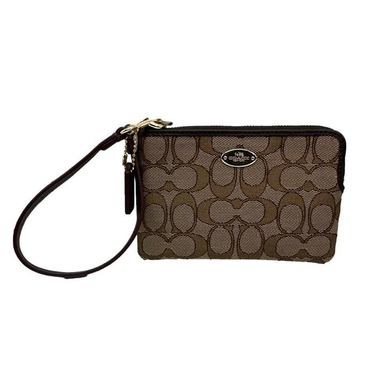 COACH Brown Signature Canvas Wristlet