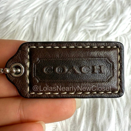 1.5" COACH Brown Fob Bag Charm Hang tag Hangtag