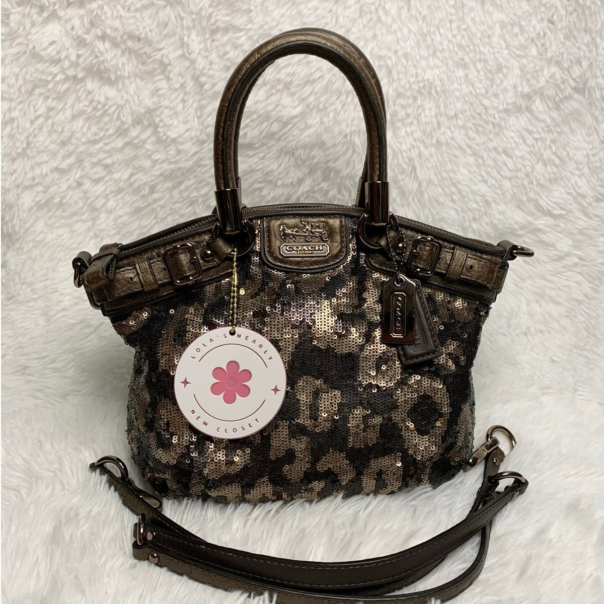 Coach Bag Madison 2011 Sequins Bronze Mini Sophia Satchel Bag