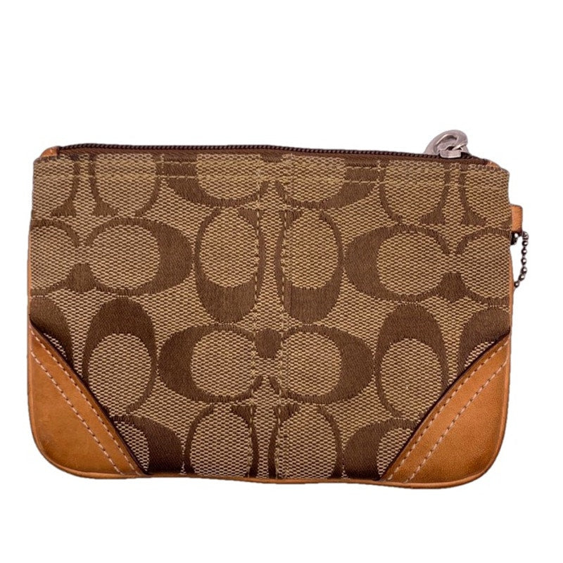 COACH Tan Brown Khaki Canvas Wristlet