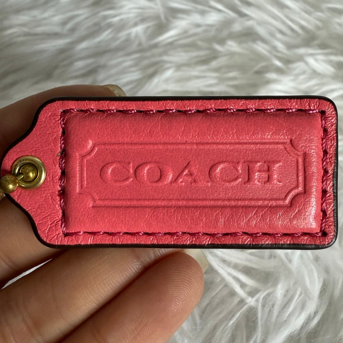 2" COACH Pink Fob Bag Charm Hang tag Hangtag