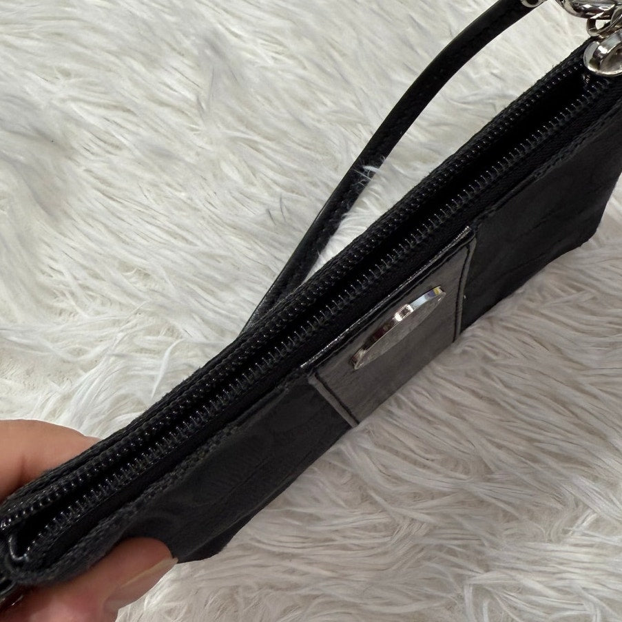 COACH Black Signature Canvas Wristlet