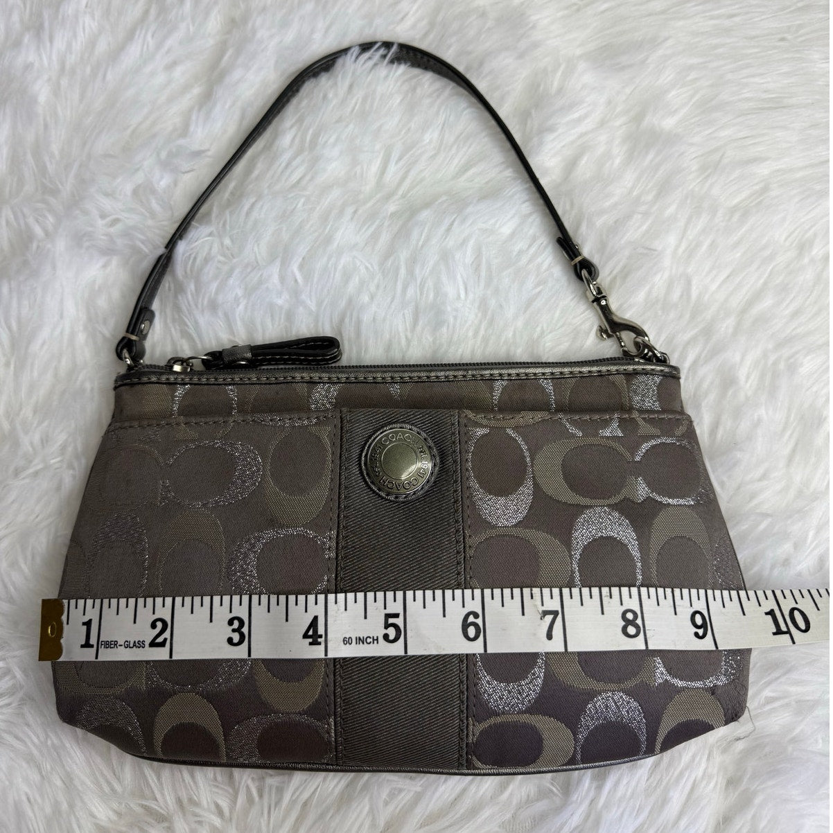 COACH y2k Gray Silver Signature Canvas  Mini Purse Wristlet