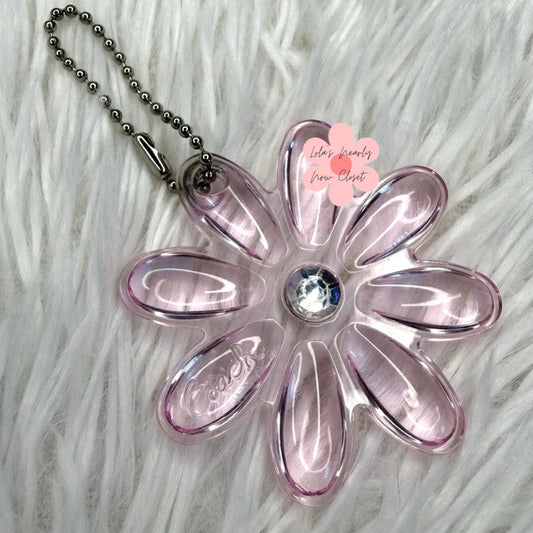 2" COACH Pink Poppy Flower HangTag Bag Charm Fob