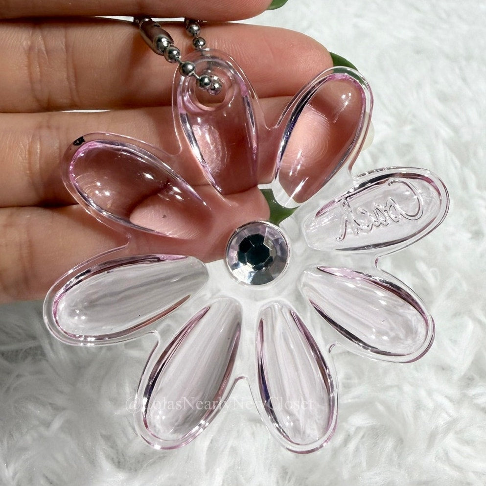 2" Coach Poppy Daisy Flower Bag Charm Key Fob Hang tag Hangtag