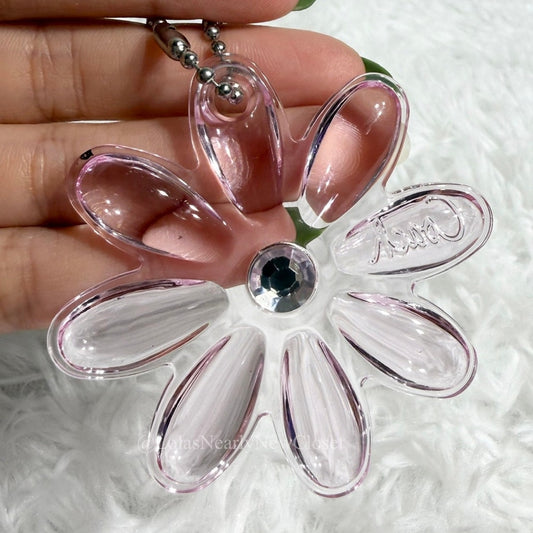 2" Coach Poppy Daisy Flower Bag Charm Key Fob Hang tag Hangtag