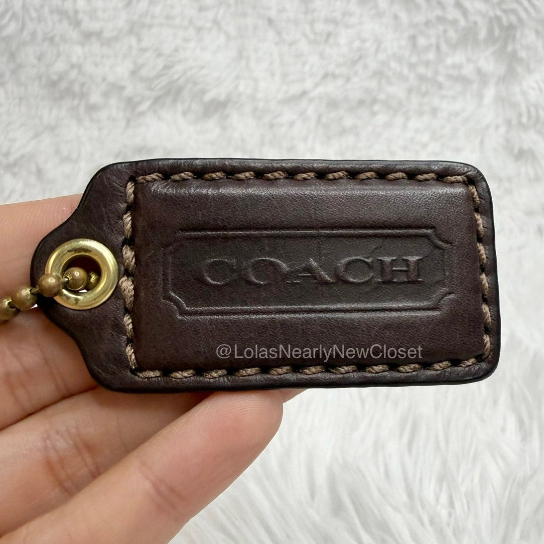 2" COACH Brown Fob Bag Charm Hang tag Hangtag