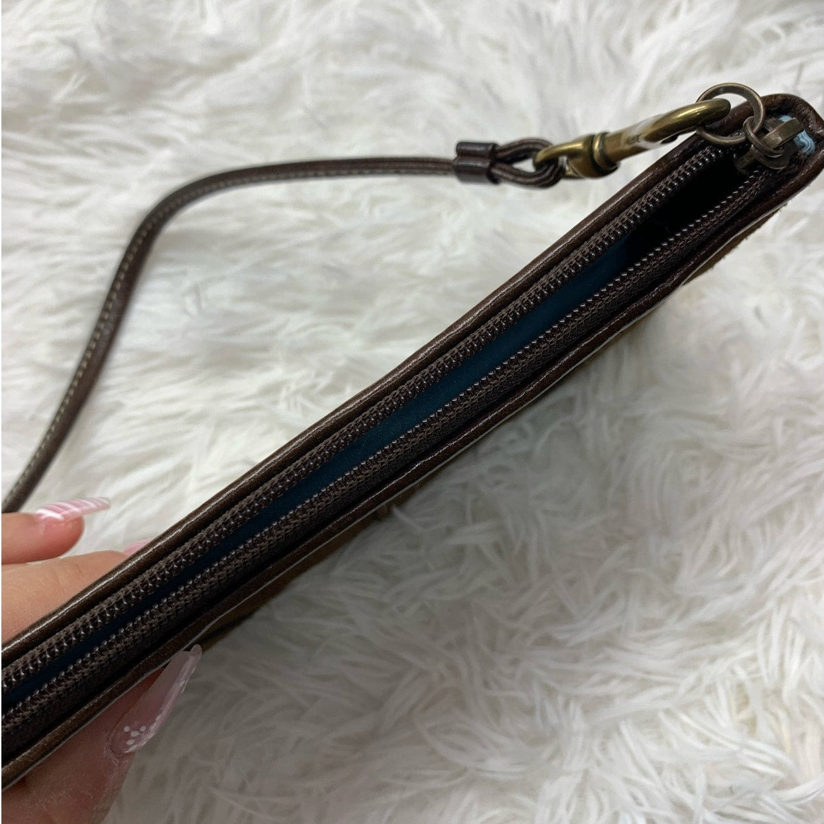 y2k COACH Vintage Brown Suede Wristlet