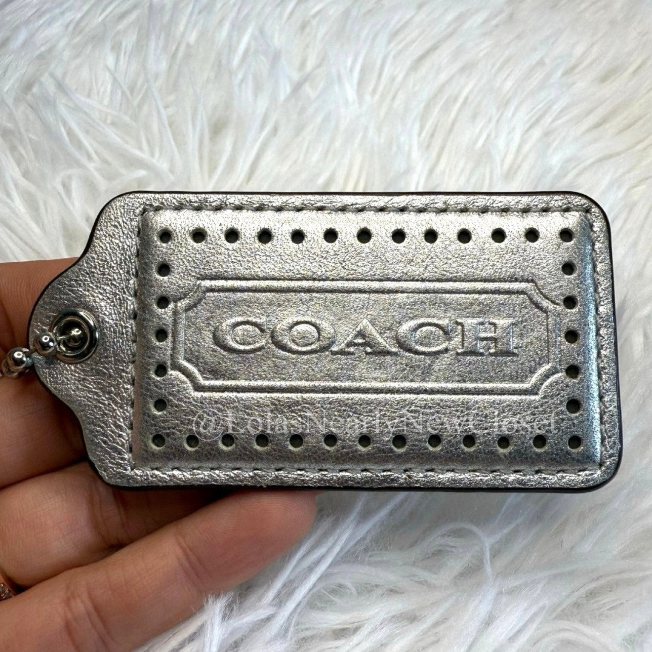 3" COACH Silver Fob Bag Charm Hang tag Hangtag